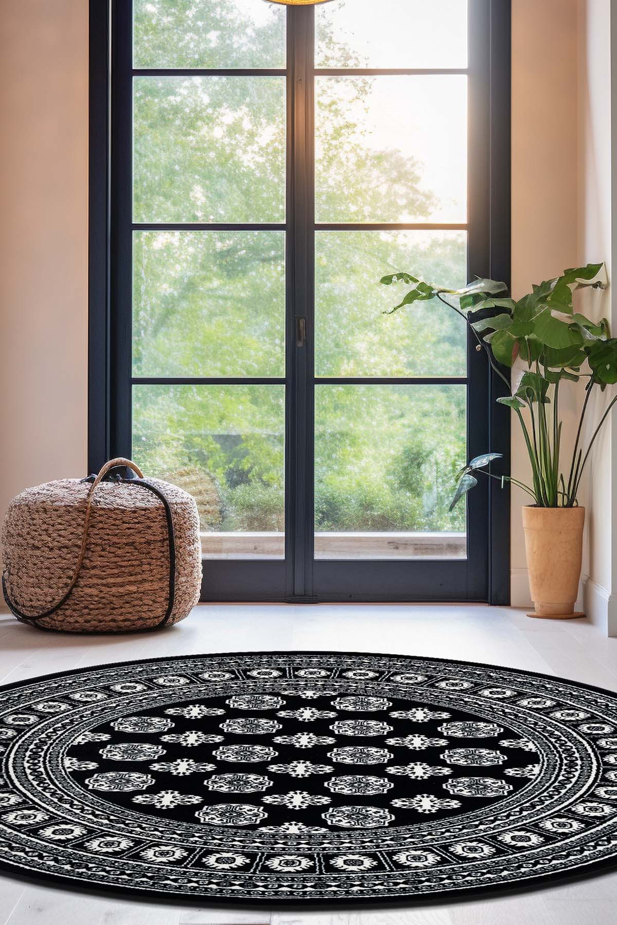 Angorahome Persian Dokuma Makine Halısı BK1002 100 x 100 Yuvarlak - 2