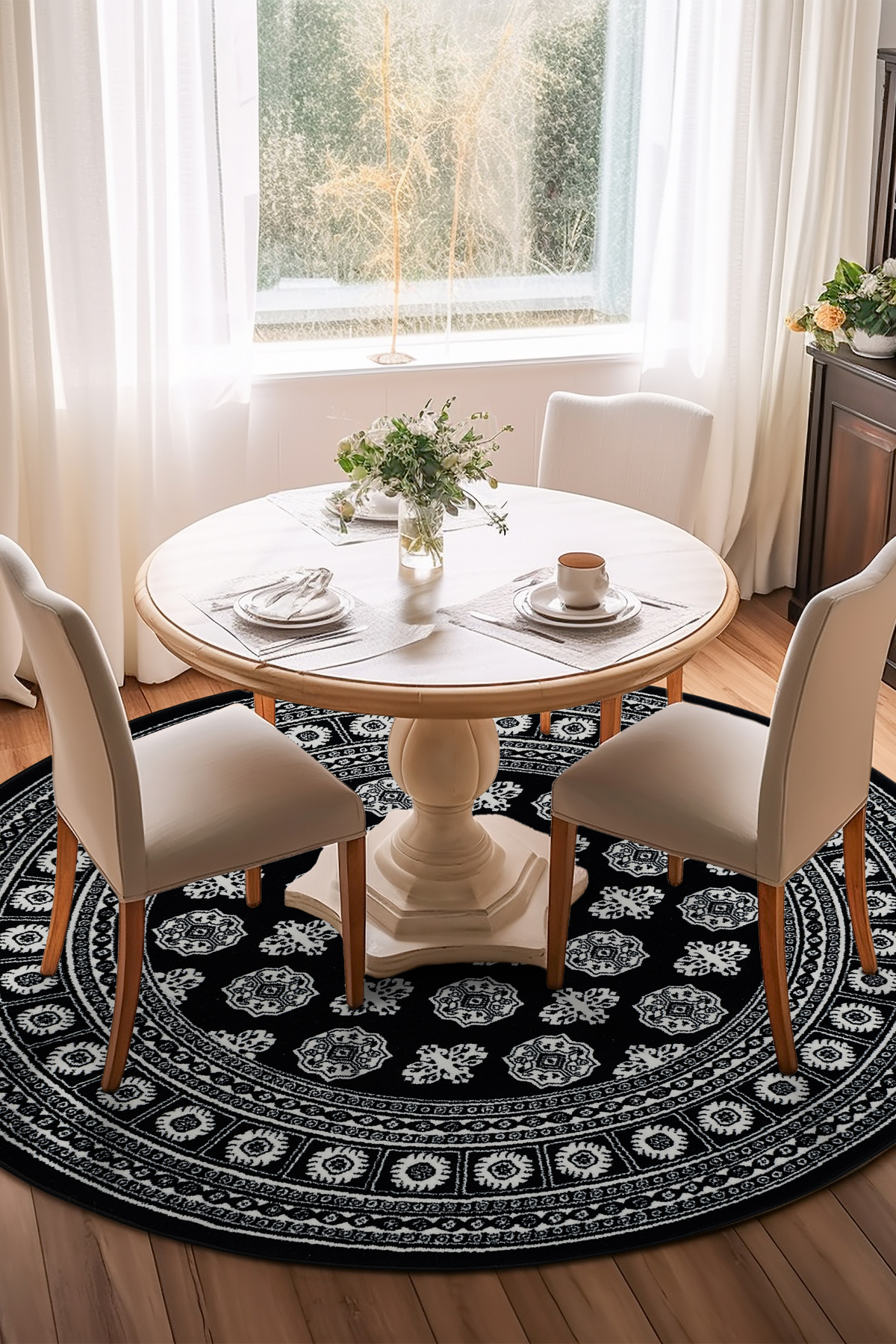 Angorahome Persian Dokuma Makine Halısı BK1002 100 x 100 Yuvarlak - 3