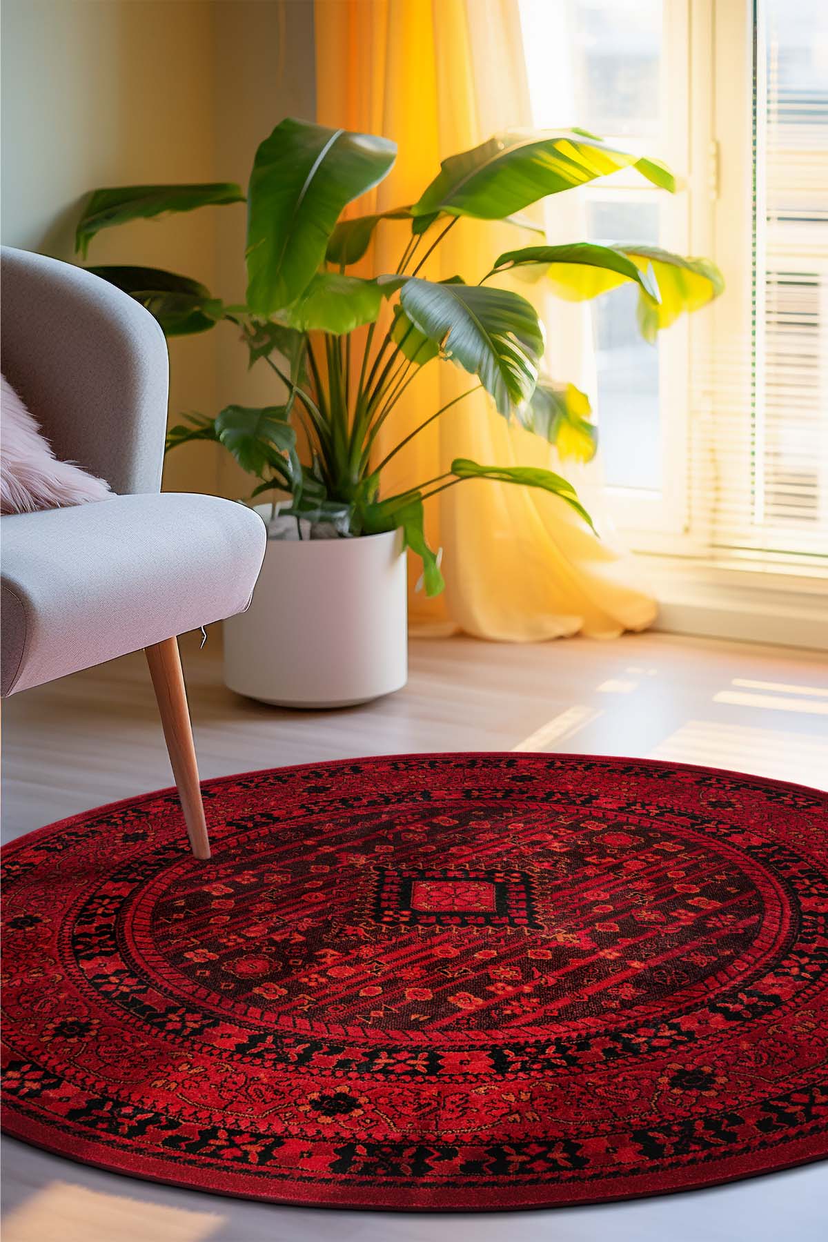 Angorahome Persian Dokuma Makine Halısı BK1003 160 x 160 Yuvarlak - 4
