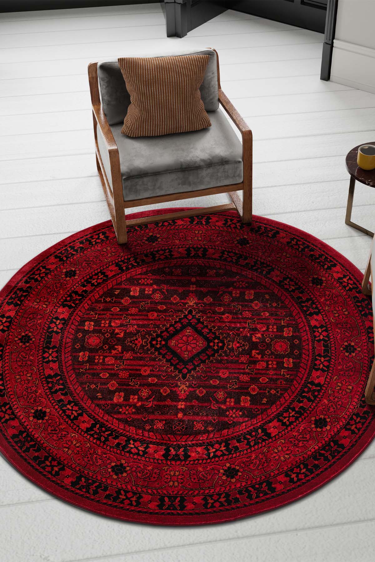 Angorahome Persian Dokuma Makine Halısı BK1003 160 x 160 Yuvarlak - 5