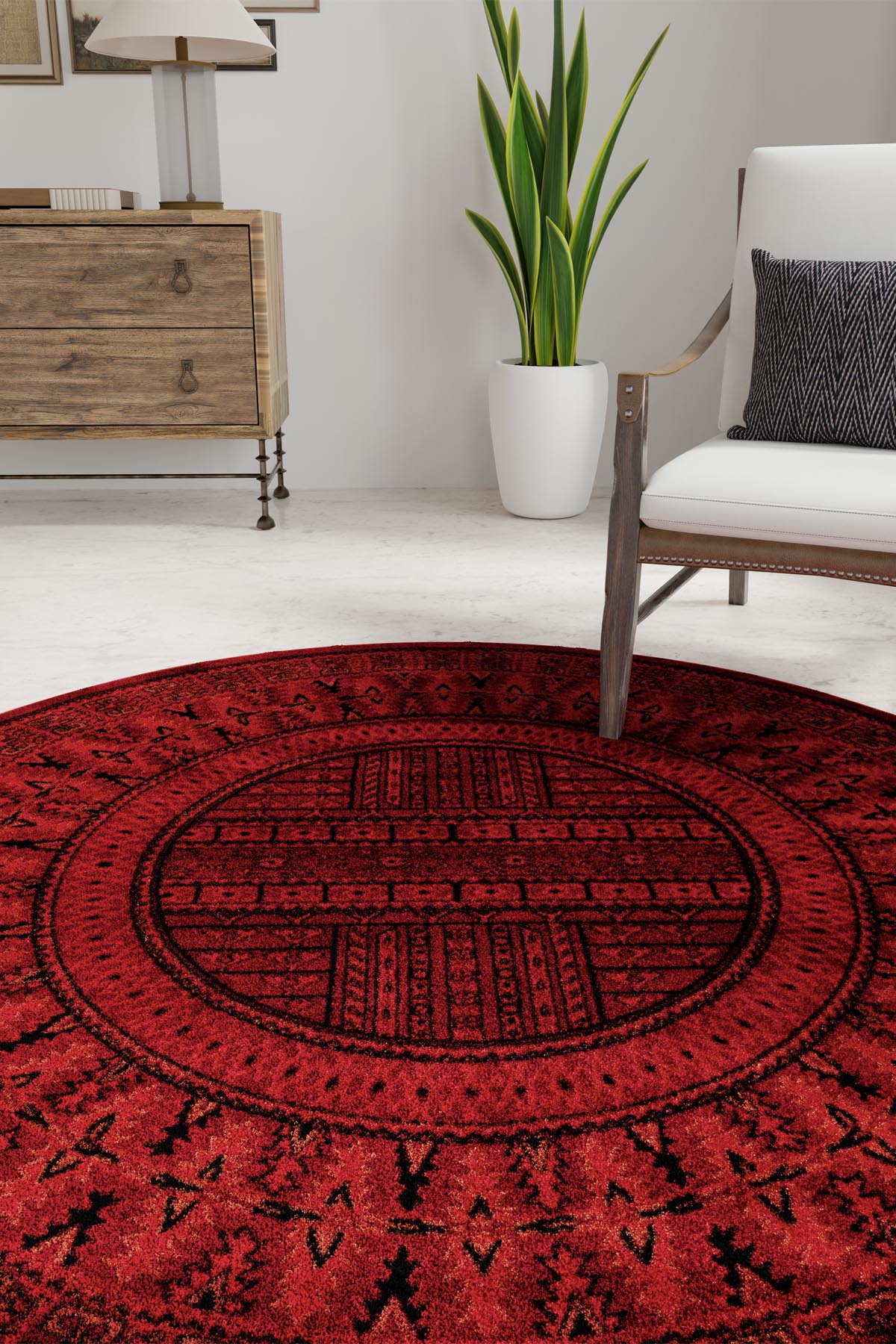 Angorahome Persian Dokuma Makine Halısı BK1007 160 x 160 Yuvarlak - 3