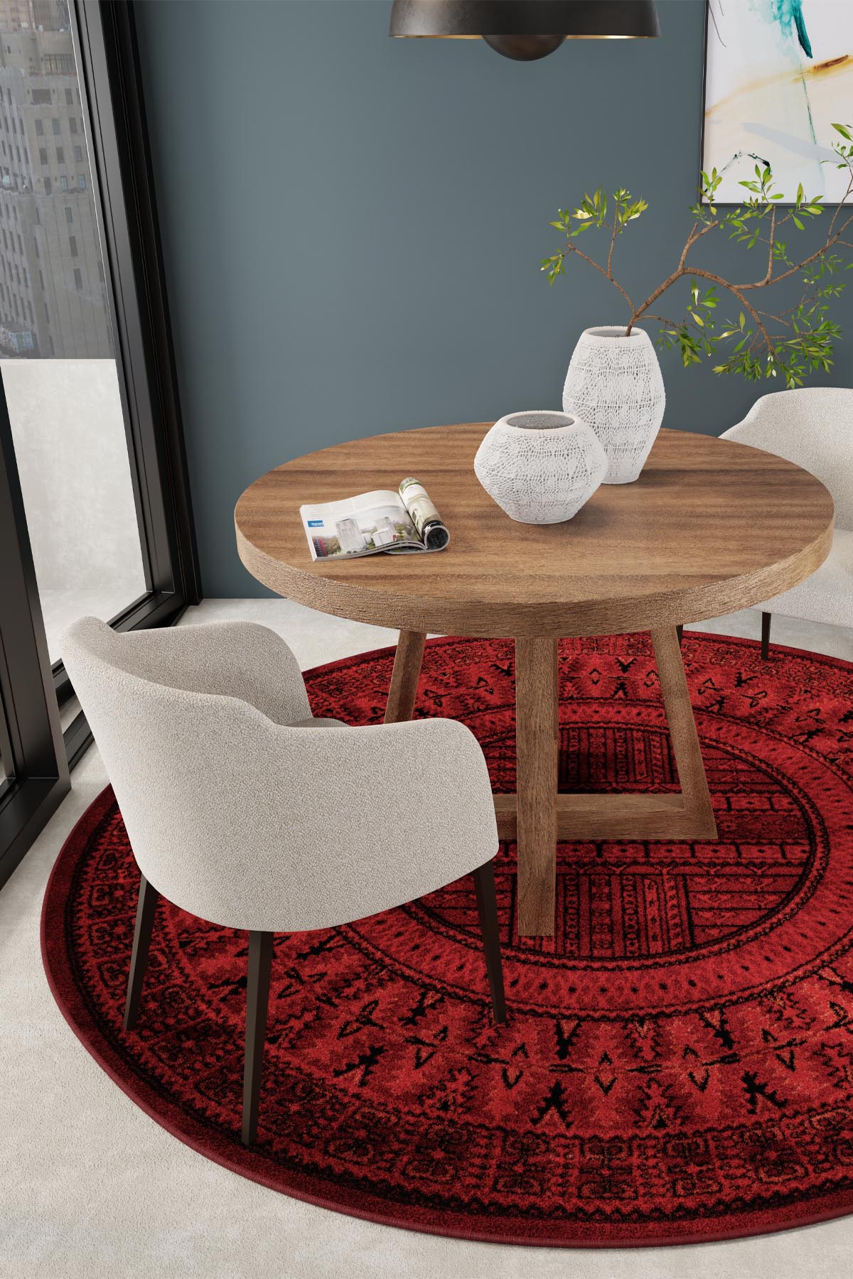 Angorahome Persian Dokuma Makine Halısı BK1007 160 x 160 Yuvarlak - 5