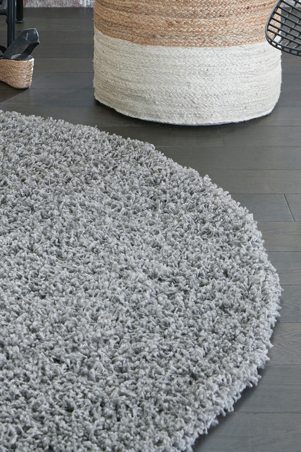 Angorahome Promosyon Shaggy Makine Halısı 7002 120 x 120 Gri Yuvarlak - 2