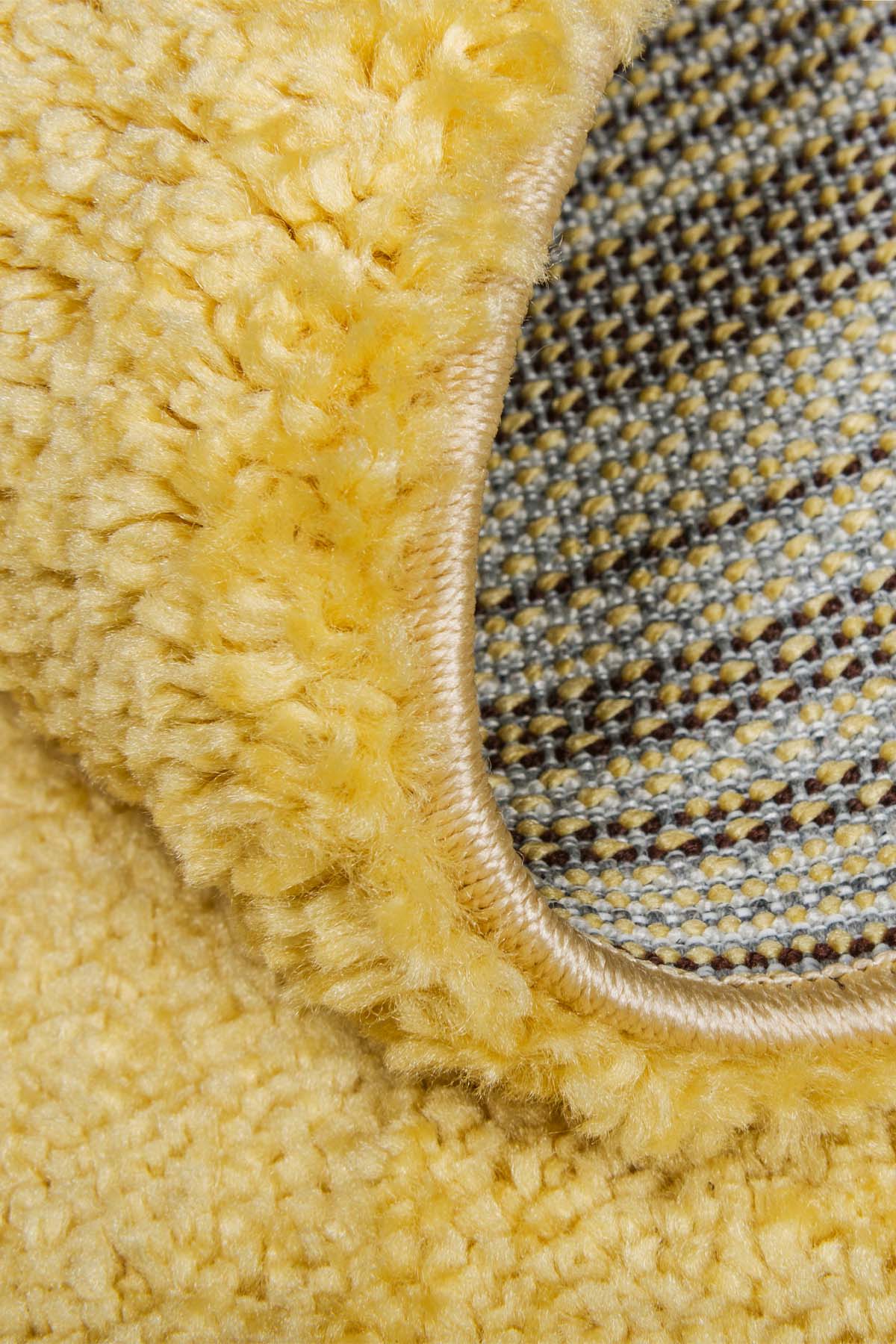 Angorahome Solid  Shaggy Makine Halısı 4371D Sarı - 3