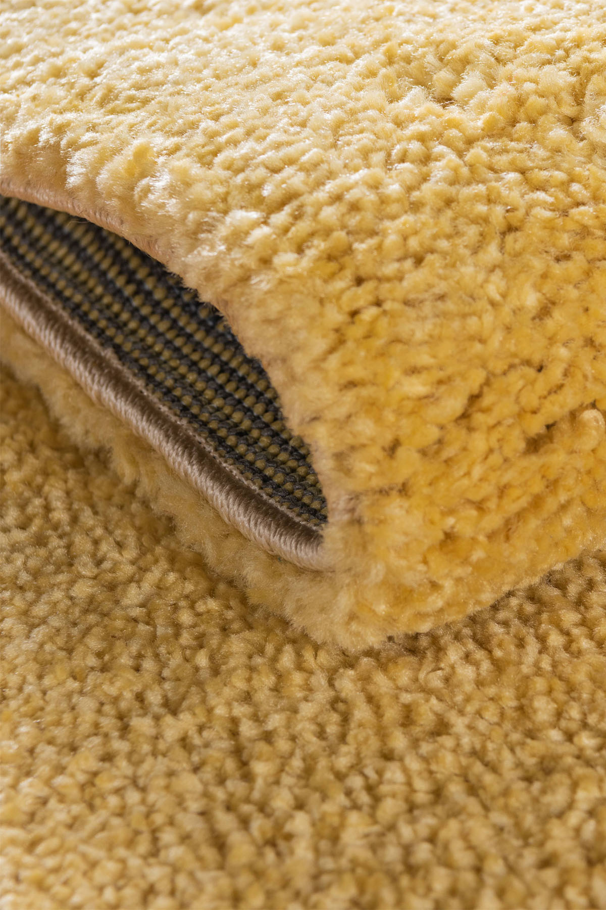 Angorahome Solid  Shaggy Makine Halısı 4371D Sarı - 6