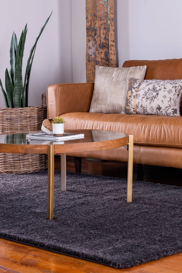 Angorahome Solid Shaggy Makine Halısı 4371H Füme - 2