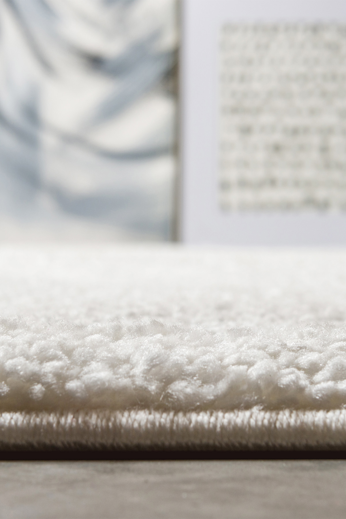 Angorahome Solid Shaggy Makine Halısı 4371M Beyaz - 2