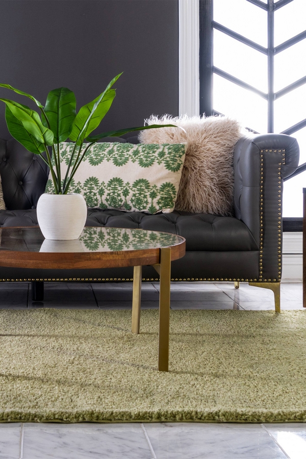 Angorahome Solid Shaggy Makine Halısı 4371P Açık Yeşil - 2