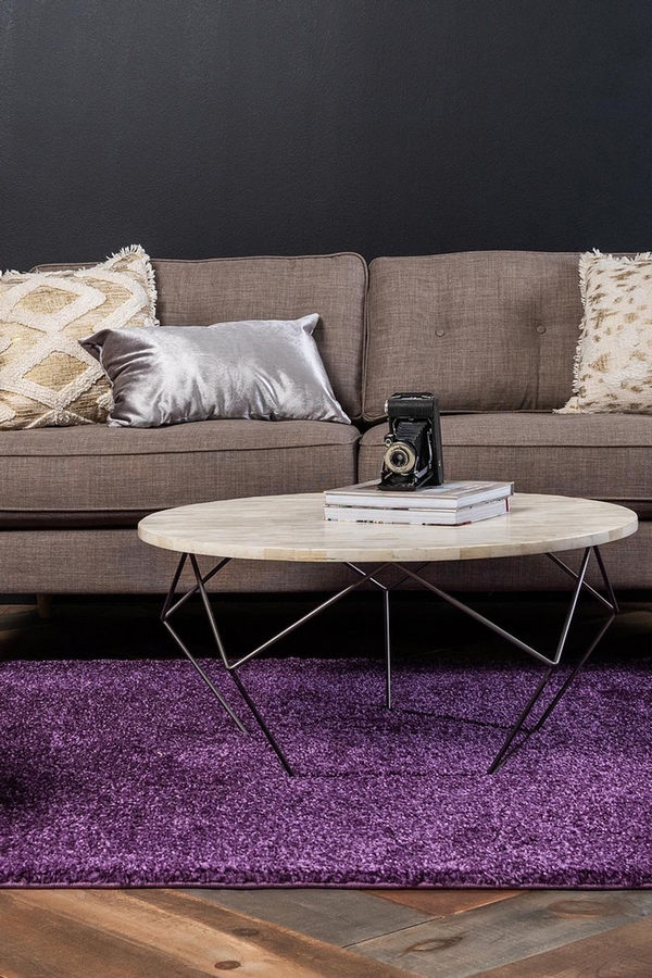 Angorahome Solid Shaggy Makine Halısı 4371Y Mor - 2