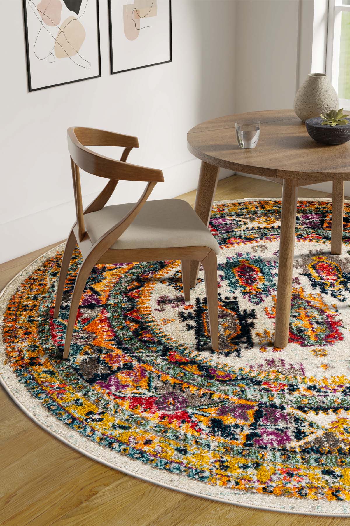 Angorahome Spring Koleksiyonu Dokuma Makine Halısı SP1005 120 x 120 Yuvarlak - 2