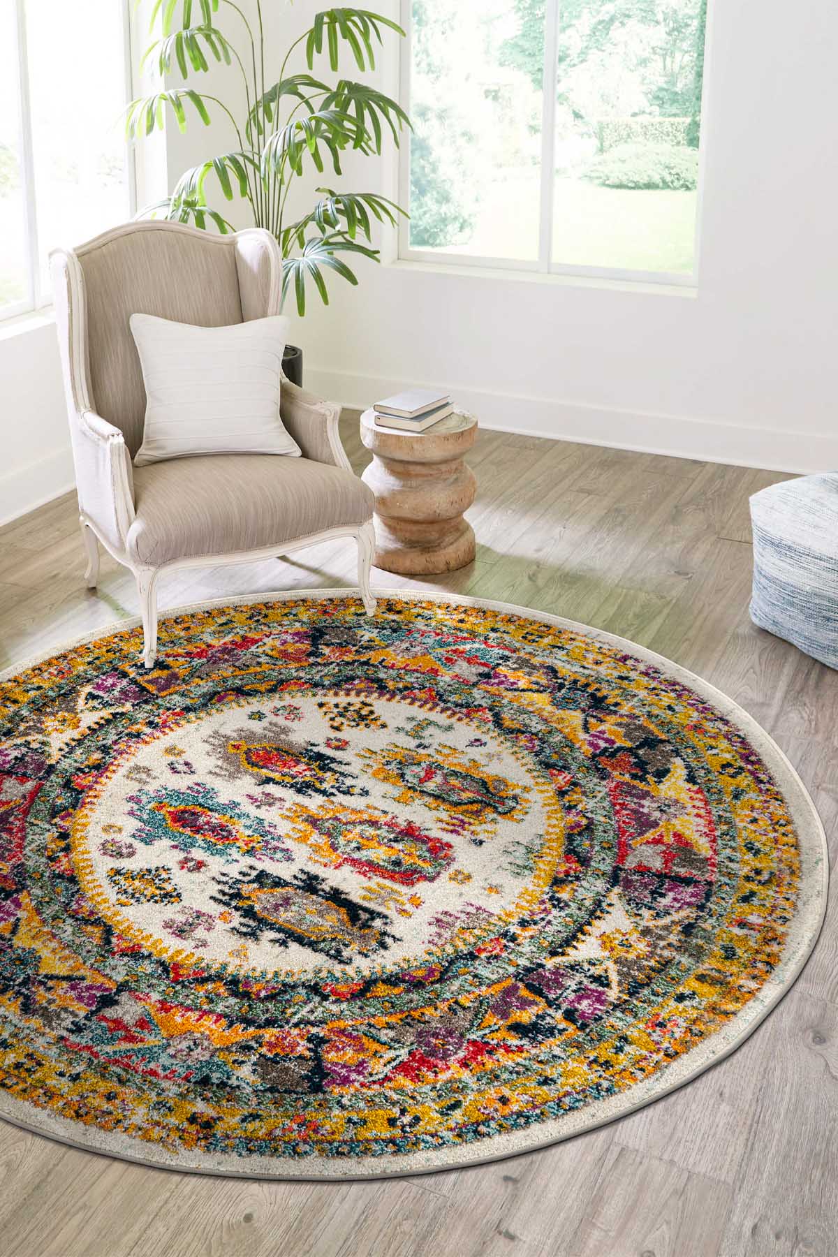 Angorahome Spring Koleksiyonu Dokuma Makine Halısı SP1005 120 x 120 Yuvarlak - 3