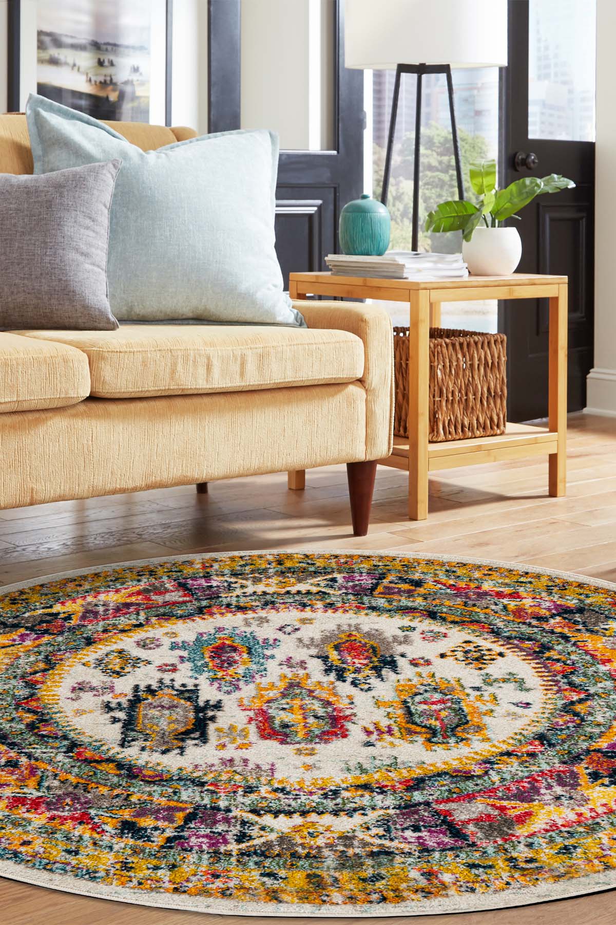 Angorahome Spring Koleksiyonu Dokuma Makine Halısı SP1005 120 x 120 Yuvarlak - 4