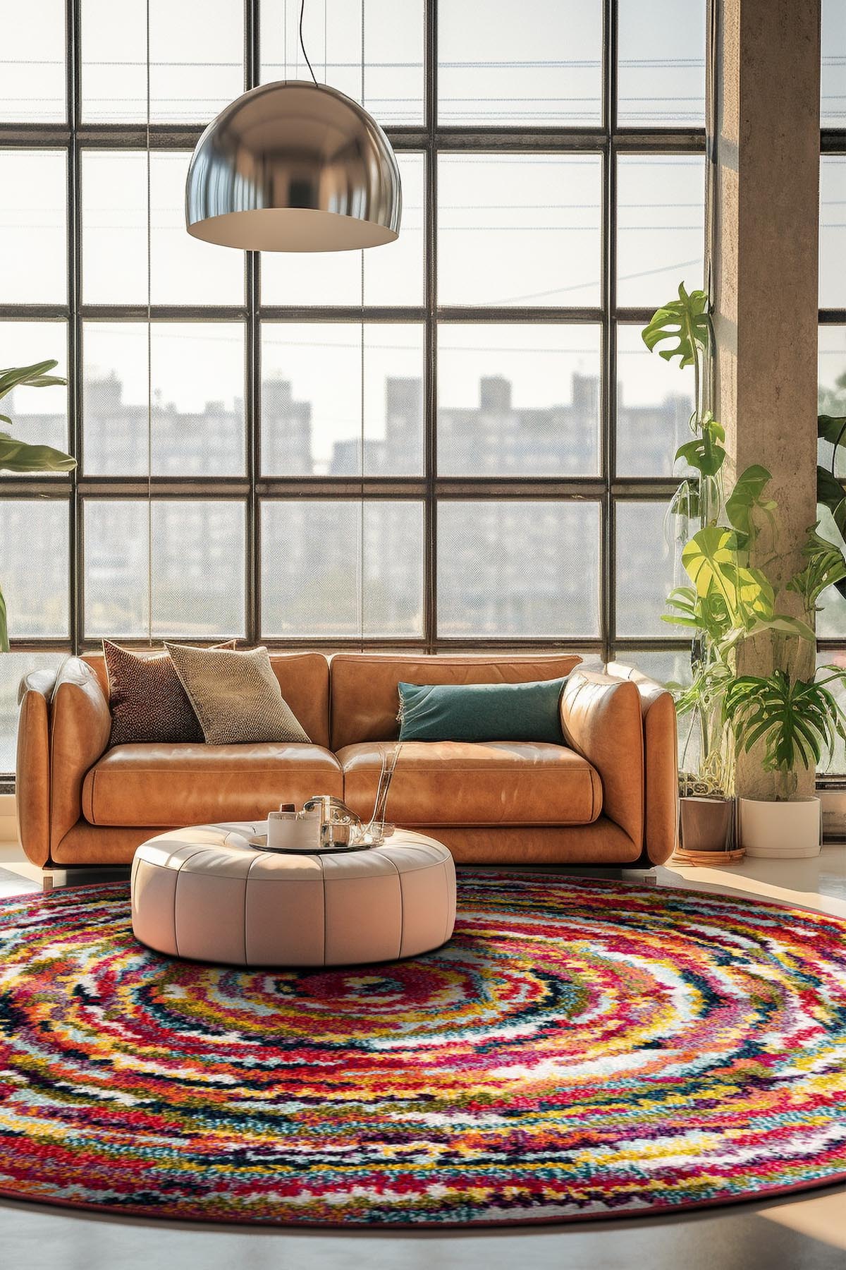 Angorahome Spring Koleksiyonu Dokuma Makine Halısı SP1006 120 x 120 Yuvarlak - 2