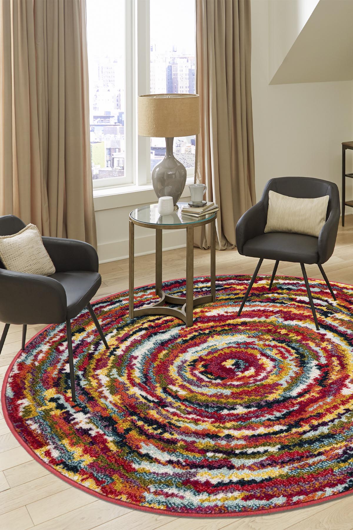 Angorahome Spring Koleksiyonu Dokuma Makine Halısı SP1006 120 x 120 Yuvarlak - 3