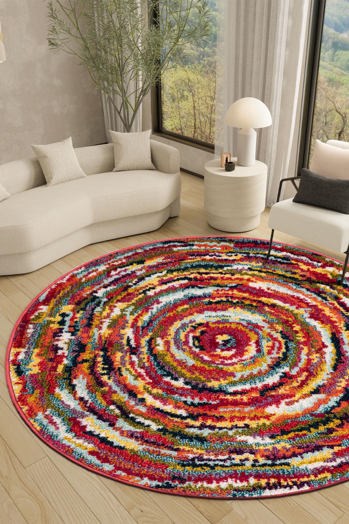 Angorahome Spring Koleksiyonu Dokuma Makine Halısı SP1006 120 x 120 Yuvarlak - 4