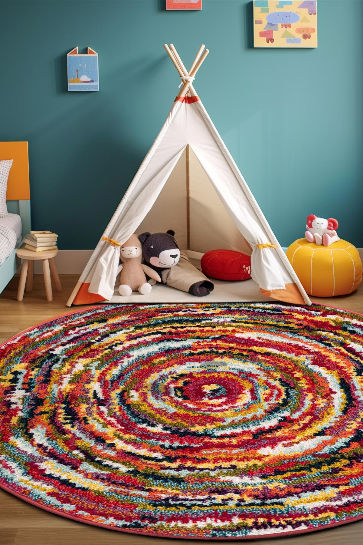 Angorahome Spring Koleksiyonu Dokuma Makine Halısı SP1006 120 x 120 Yuvarlak - 5