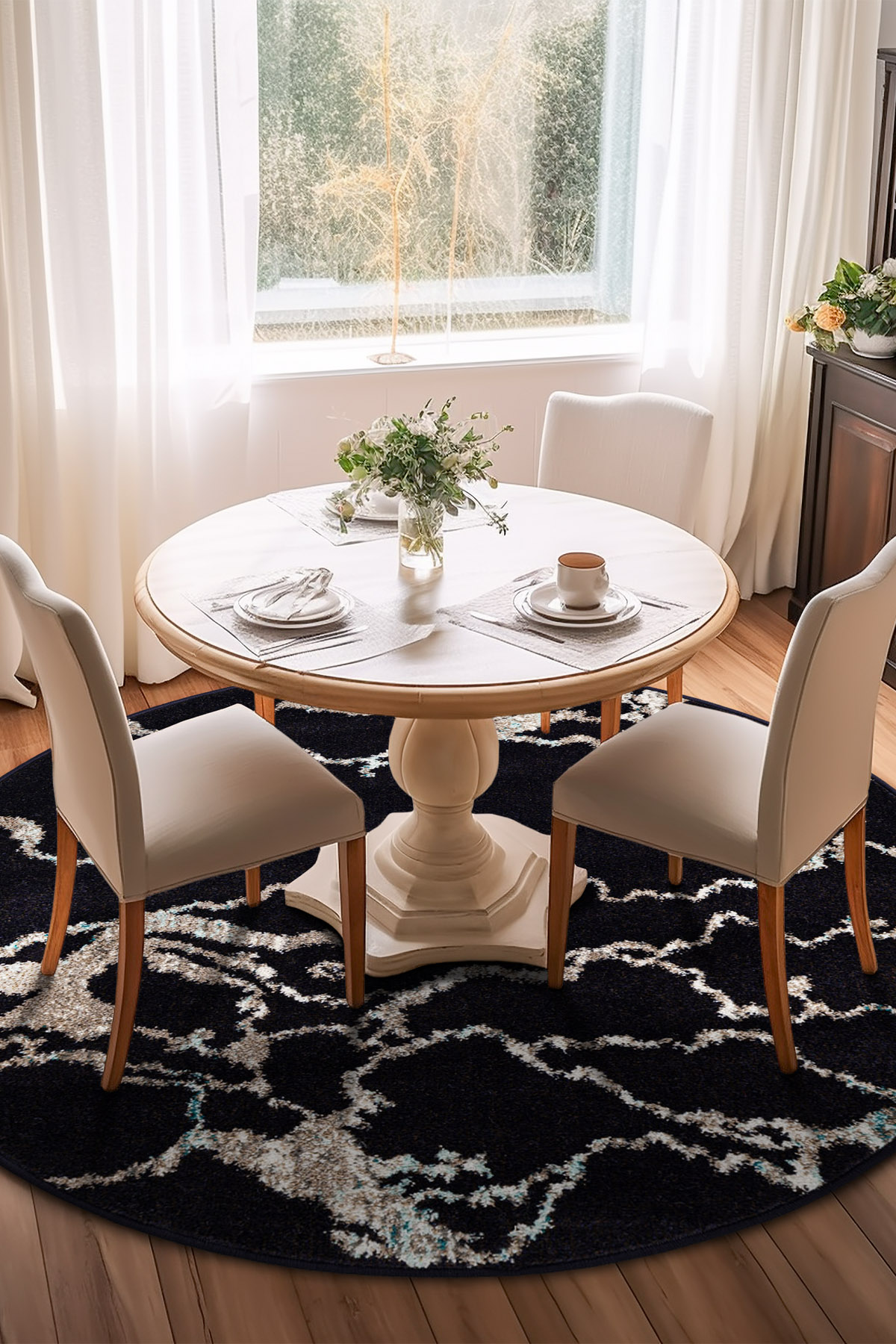 Angorahome Spring Koleksiyonu Dokuma Makine Halısı SP1007 120 x 120 Yuvarlak - 3