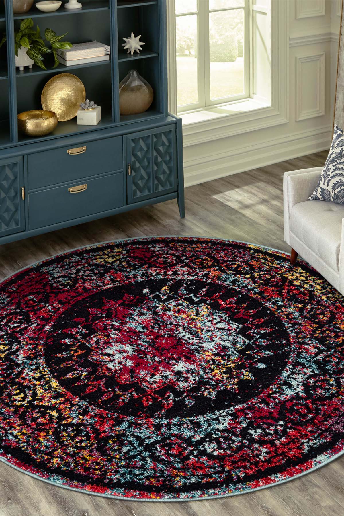 Angorahome Spring Koleksiyonu Dokuma Makine Halısı SP1008 120 x 120 Yuvarlak - 4