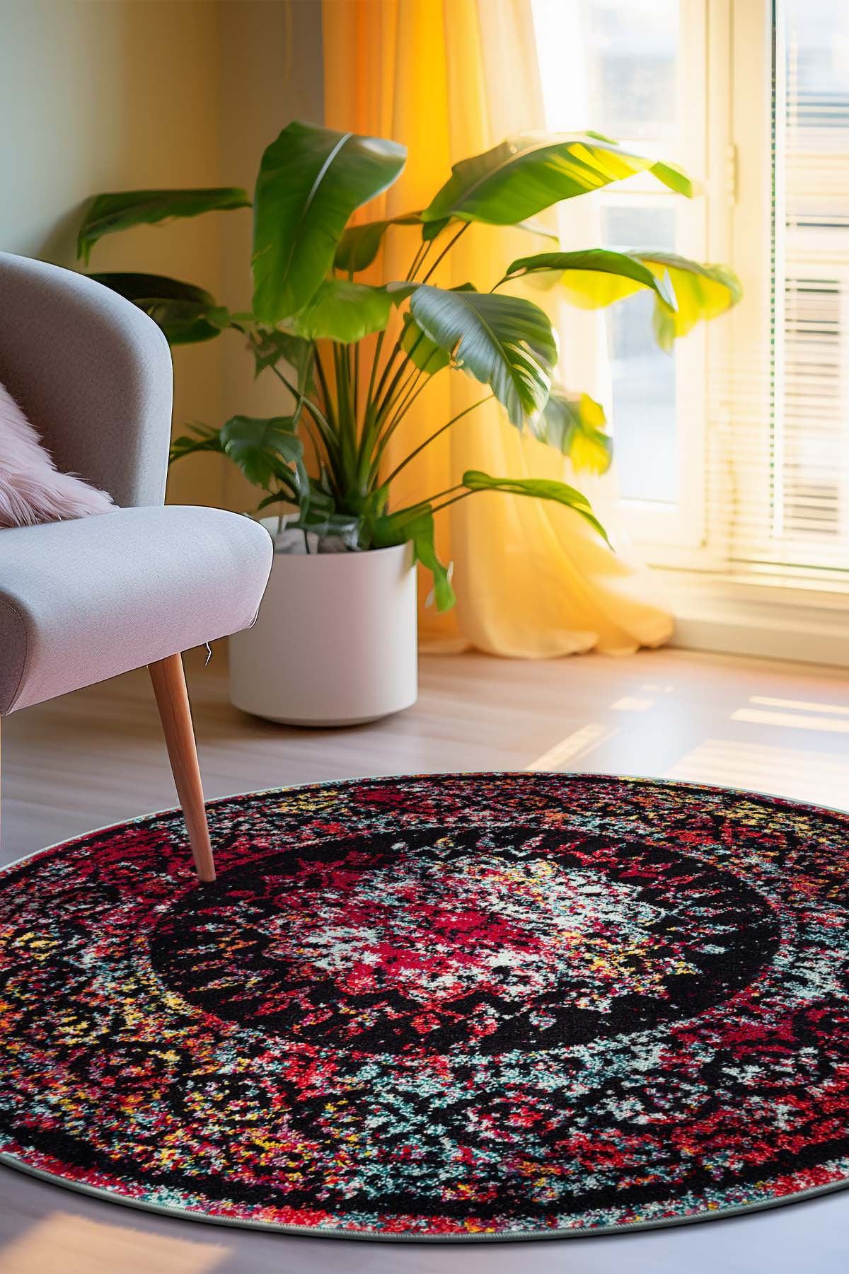 Angorahome Spring Koleksiyonu Dokuma Makine Halısı SP1008 120 x 120 Yuvarlak - 5