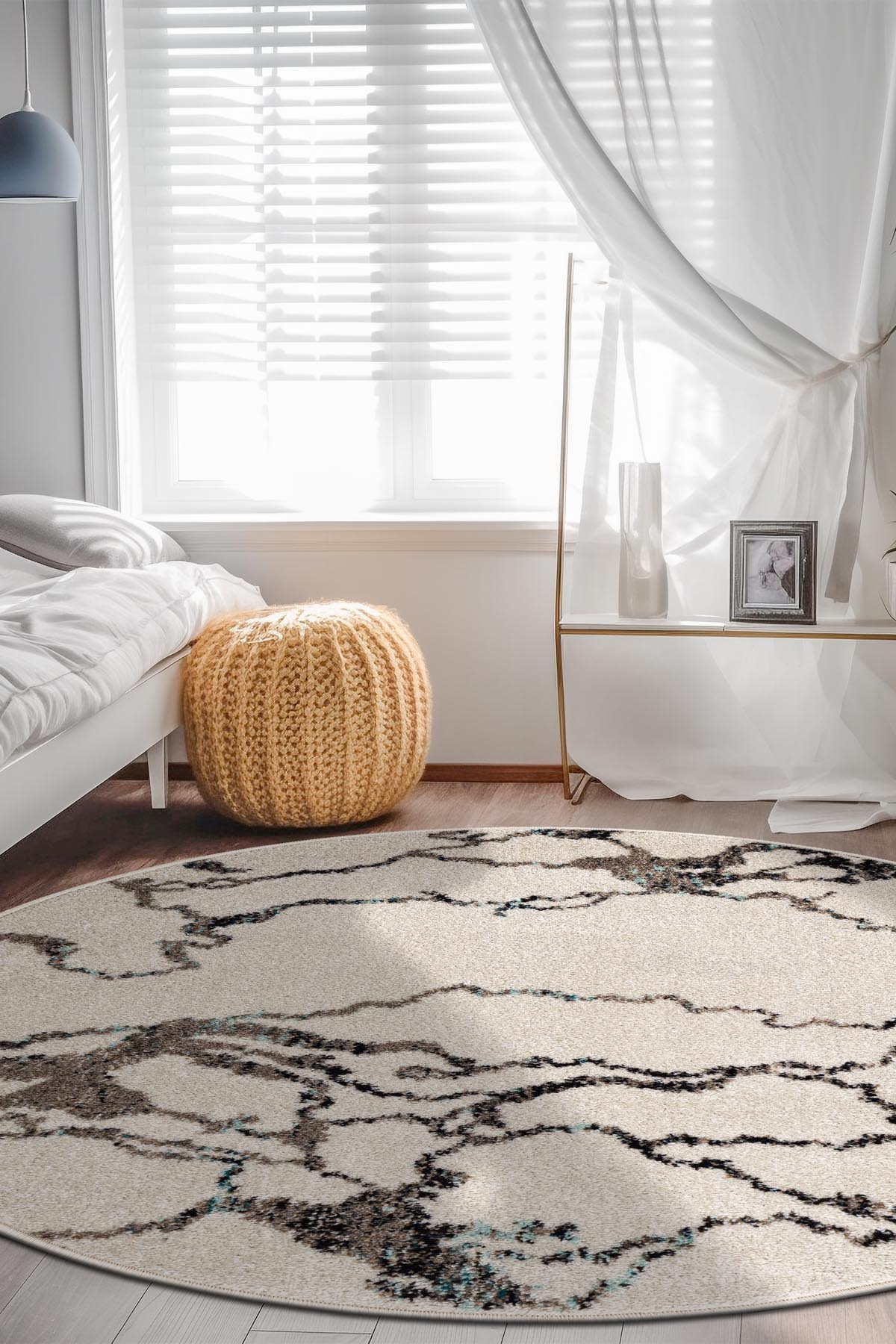 Angorahome Spring Koleksiyonu Dokuma Makine Halısı SP1009 120 x 120 Yuvarlak - 2