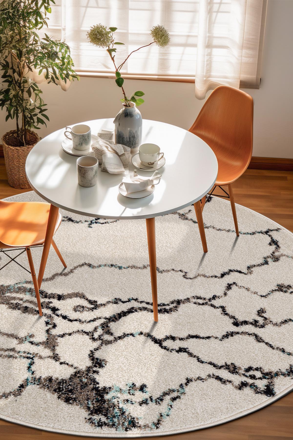 Angorahome Spring Koleksiyonu Dokuma Makine Halısı SP1009 120 x 120 Yuvarlak - 3