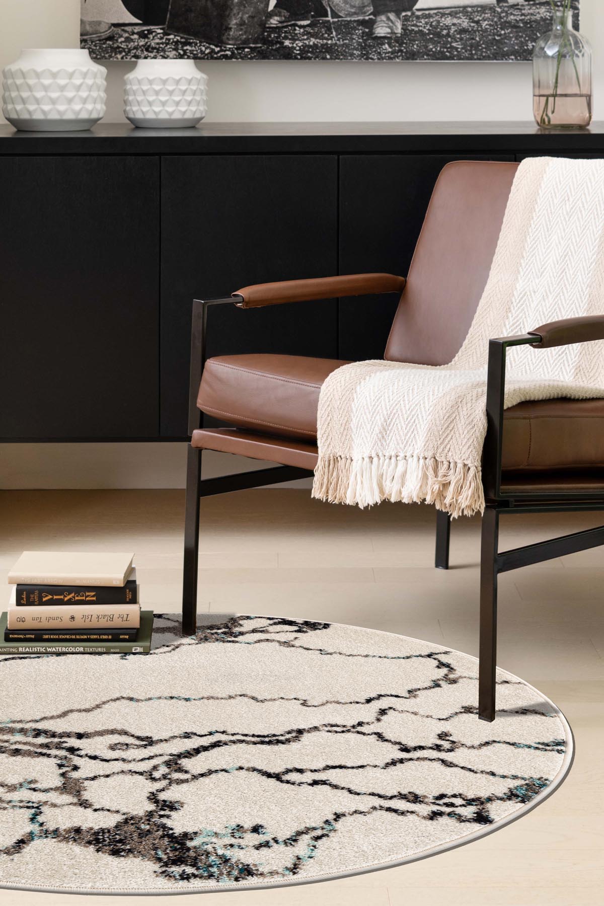 Angorahome Spring Koleksiyonu Dokuma Makine Halısı SP1009 120 x 120 Yuvarlak - 5